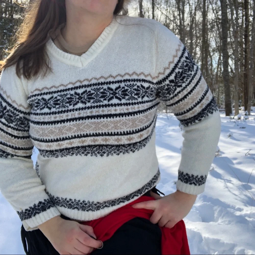 Croft and Barrow M White Soft Cabin Sweater circa Y2k - Picture 4 of 9